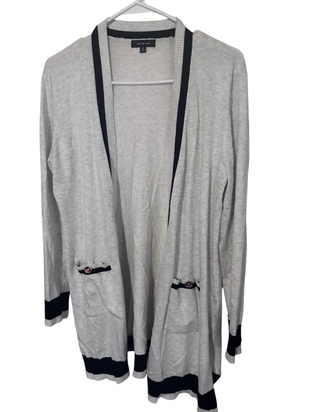 Verve Ami gray and black open front cardigan size M